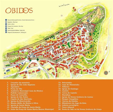 Mapa de Óbidos - Óbidos Turismo | Óbidos portugal, Viagem portugal, Viagens