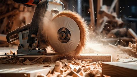 Premium Photo | A hyper detailed shot of a saw cutting through wood for ...