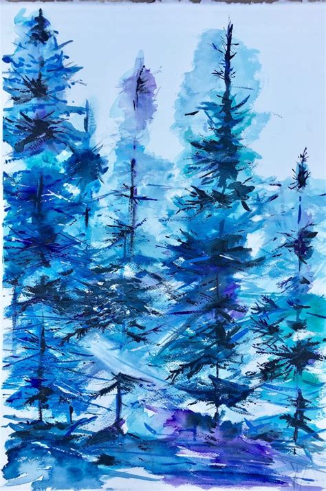 Watercolor winter trees – BrodrickAlexanderArt