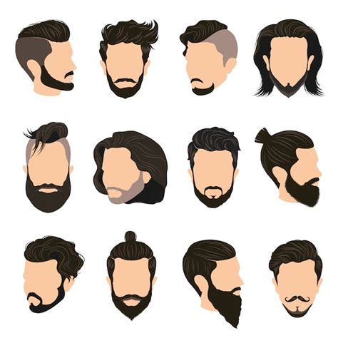 Free Vector | Men Hairstyle Icons Set