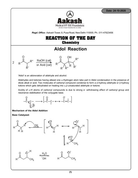 Aldol Reaction Chemistry