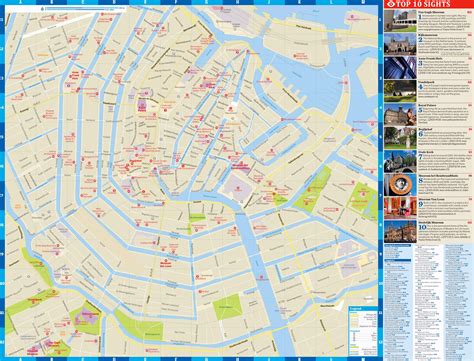 Tourist map of Amsterdam city center - Amsterdam city map with tourist ...