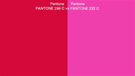 Pantone 199 C vs PANTONE 232 C side by side comparison