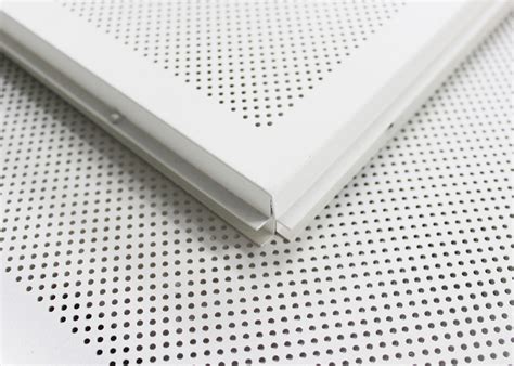 White Perforated Lay In Ceiling Tiles 2 x 2 , Metal Ceiling Tiles For ...