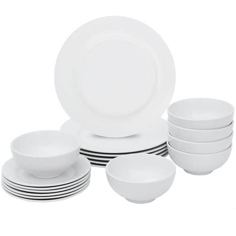 18 Pieces Dinner Plates & Bowls Set Home Kitchen Dinnerware Service for ...