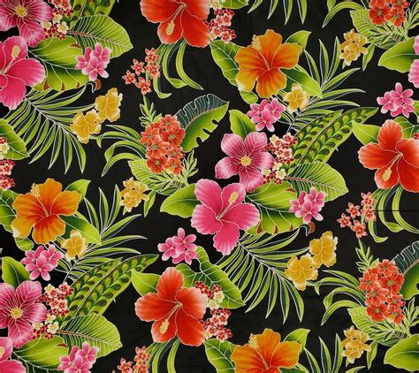 Hawaiian Tropical Floral Fabric Cotton Quilt Fabric - Kaleidoscope Quilting