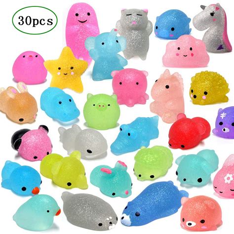 30Pcs Mochi Squishy Toys Glitter Mini Animal Shaped Squishies Toys ...