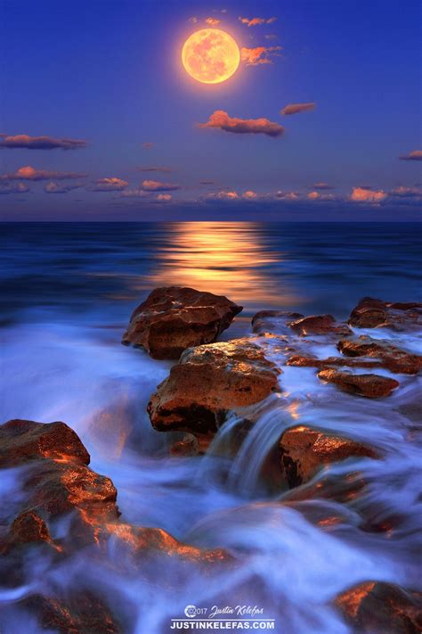 Moonlight - Full moon over Carlin Park Beach in Jupiter, Florida. # ...