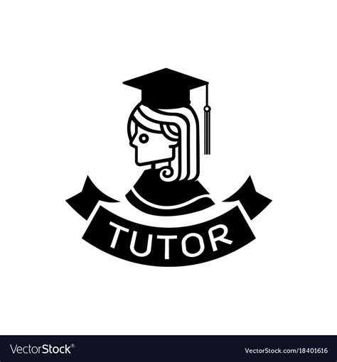 Tutor logo with graduated school girl Royalty Free Vector