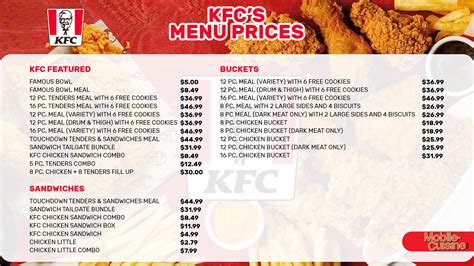 KFC Menu Prices on Buckets, Sandwiches & More (2024)