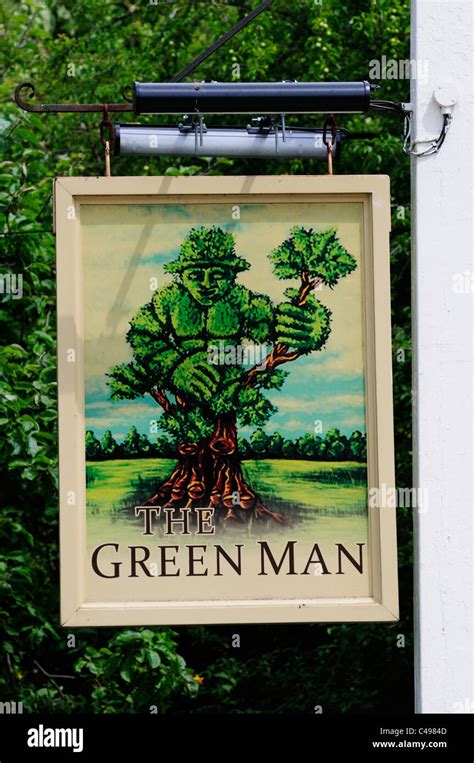 The Green Man Pub Sign, Grantchester, Cambridgeshire, England, UK Stock ...