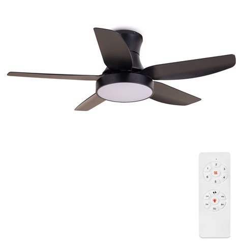 Black Flush Mount Ceiling Fan With Light | Shelly Lighting