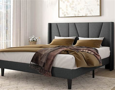 Upholstered Bed Frame Queen Platform - Hanaposy