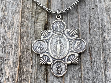 Sterling Silver Rare Marian Devotions Medal Pendant - Etsy | Miraculous ...