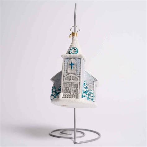 Ornaments Christmas Place | White Christmas Chapel Glass Ornament — Buy ...