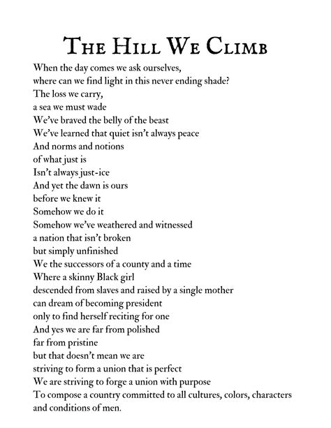 The Hill We Climb Full Poem Printable