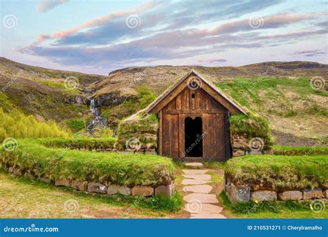 Replica of a Viking Settlement Building in Iceland. Stock Image - Image ...