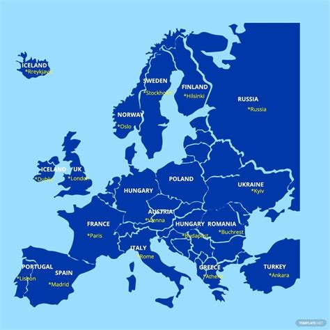 Europe Map With Capitals Template Europe Map With Capitals And | Images ...