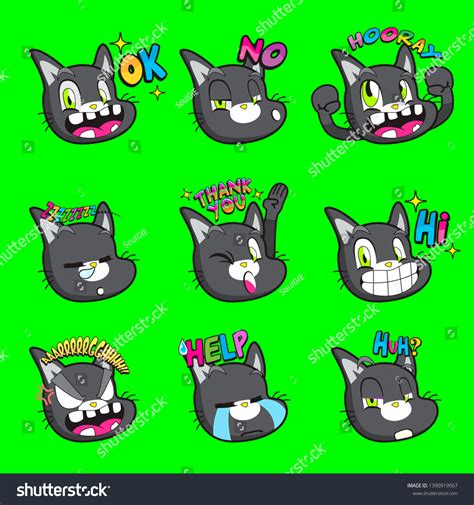 Cute Cat Emoji Sticker Collections Stock Vector (Royalty Free ...