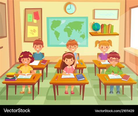 Pupil kids at classroom primary school children Vector Image