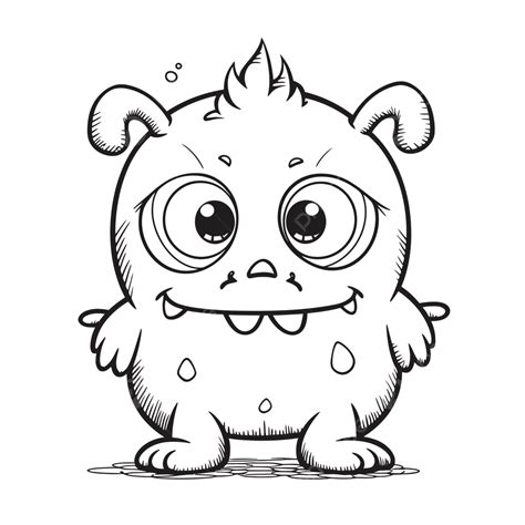 Cute Little Monster Coloring Page Outline Sketch Drawing Vector ...