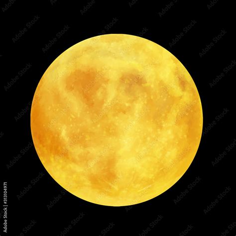 Bright realistic full moon. Good night clip art isolated on black Stock ...