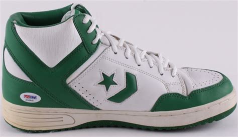 Larry Bird Signed Throwback Converse Shoes (PSA COA) | Pristine Auction