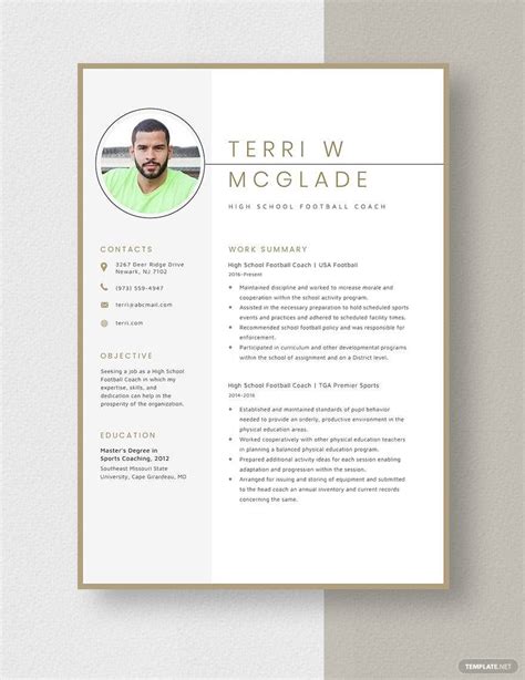 High School Football Coach Resume in Pages, Word - Download | Template.net