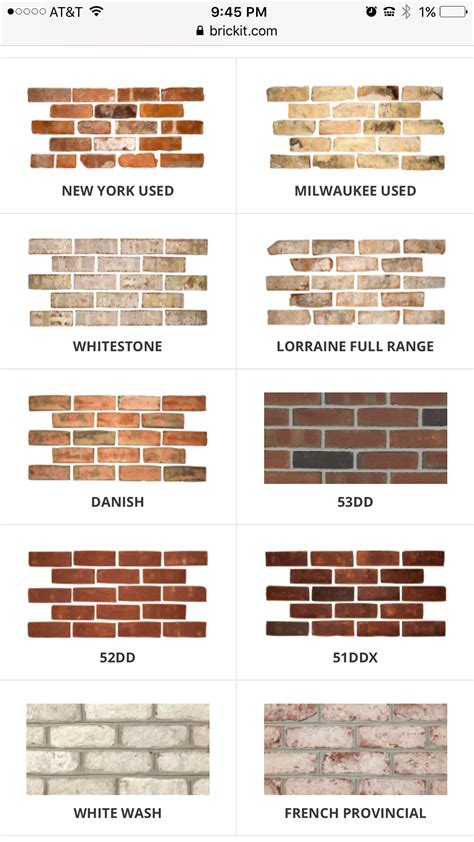 Different Brick Color Options