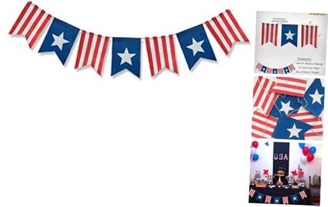 Uniwish American Flag Bunting Banner 4th of July Decorations, Patriotic ...