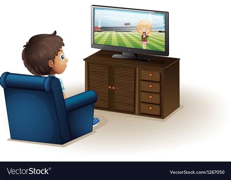 a young boy watching a television on a white background. Download a ...