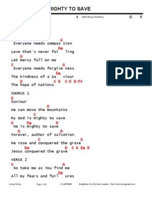 Mighty To Save Chords Key Of E - Sheet and Chords Collection