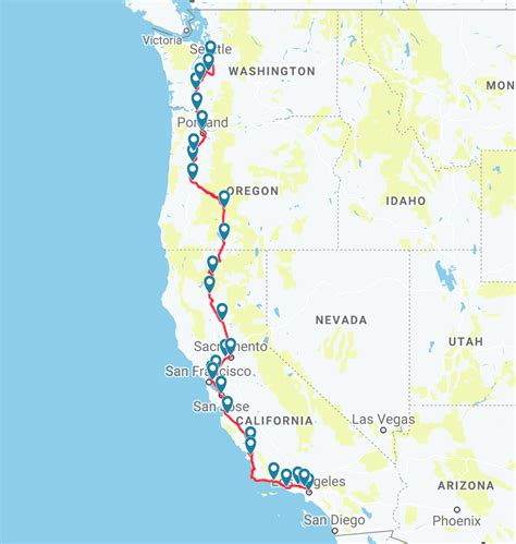 Amtrak West Coast Route Map - Topographic Map