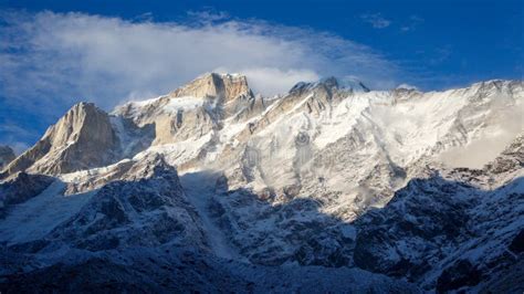 Snow Covered Mountain Peaks of Himalaya in India. Stock Image - Image ...