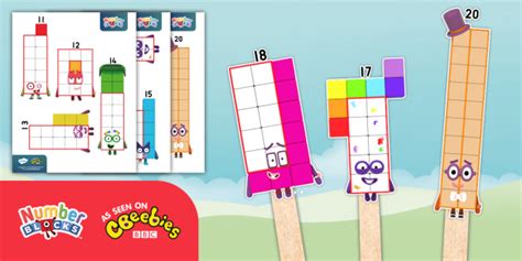 FREE Numberblocks: 11-20 Stick Puppets