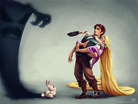 Flynn and Rapunzel (scared of bunny) by BlueAbyss | why tf do i even ...