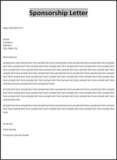 Sponsorship Letter Template | Free Word's Templates