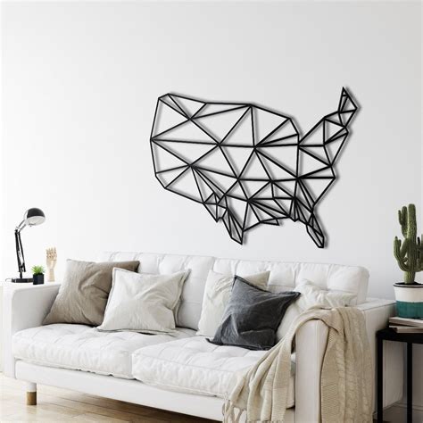 Metal Usa Map Wall Art Geometric United States Map Metal World - Pamotee