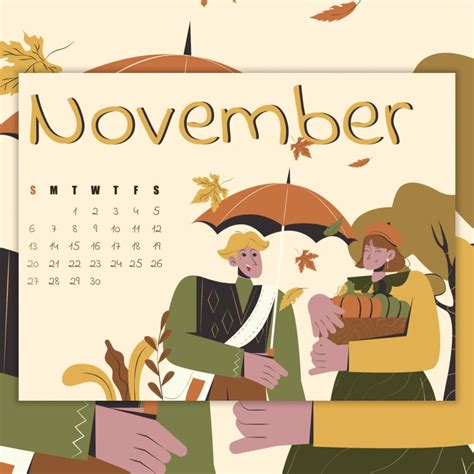 Free Autumn November Calendar – MasterBundles