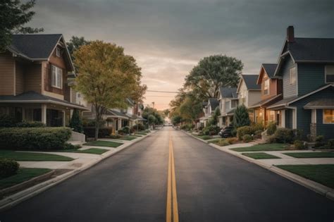 Suburban street in the morning | Premium AI-generated image