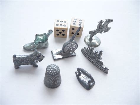 Vintage Monopoly Game Pieces & Wooden Dice