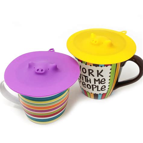 Wrapables Silicone Cup Lids, Large Anti-Dust Leak-Proof Coffee Mug Cov