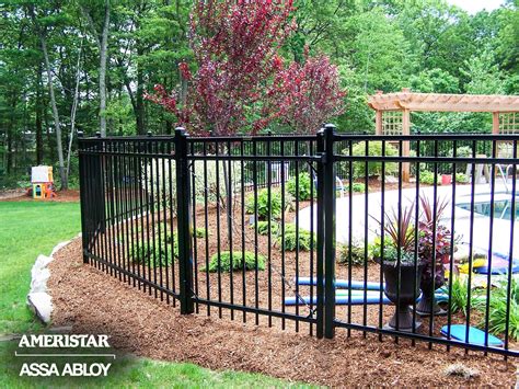 Black classic wrought iron fence and gate in backyard- Ameristar ...