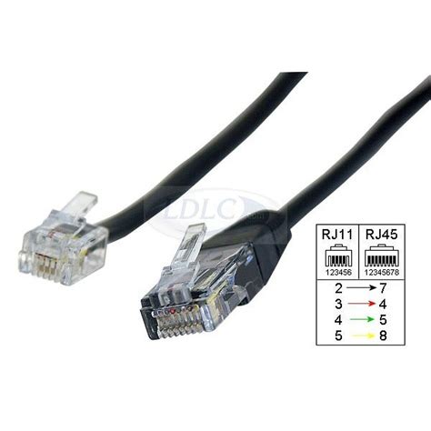 Adapter cable RJ11 male / RJ45 male (5 meters) - RJ11 & RJ12 ...