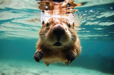 Premium AI Image | Beaver is swimming underwater Beautiful illustration ...