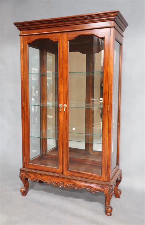 Solid Mahogany Wood Single Door Glass Display Cabinet | Turendav ...