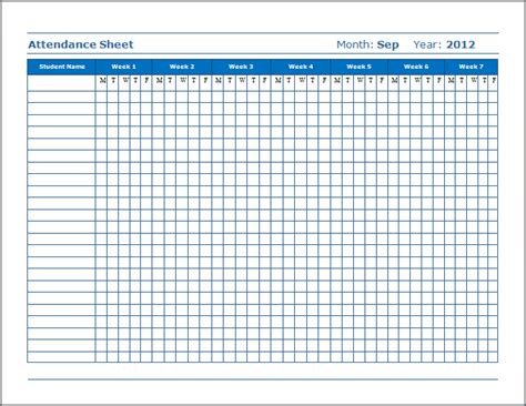 Fantastic Sample Attendance Sheet For Students Cleaner