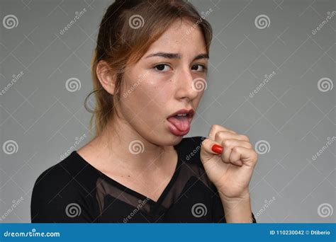 Youthful Female Coughing stock photo. Image of coughing - 110230042