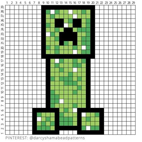 Minecraft Creeper Pattern #29x29 | Minecraft pixel art, Pixel art ...