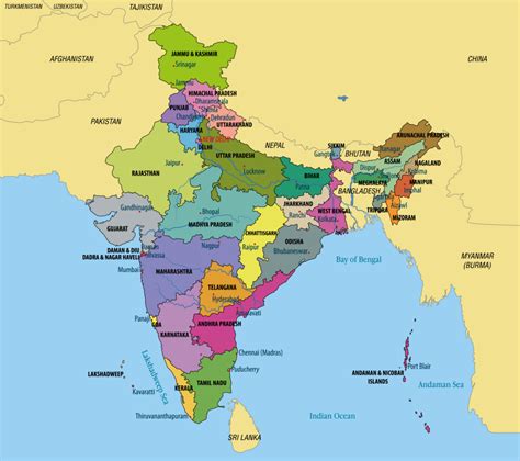 Neighbouring countries of India - Know all countries sharing land or ...